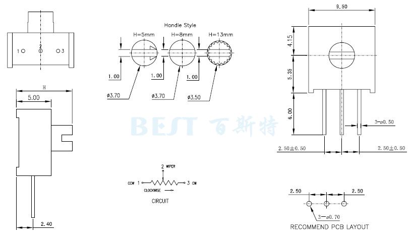 3386電位器_3386W_規格尺寸 3386電位器_3386W_規格尺寸